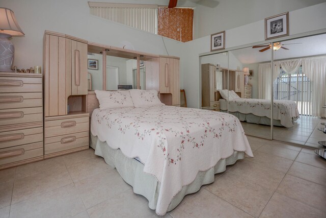 carpeted bedroom featuring lofted ceiling and access to outside