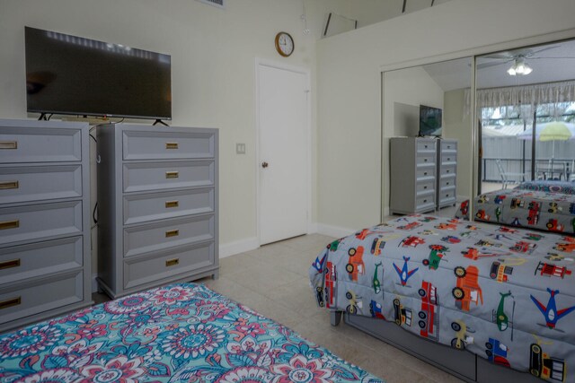 unfurnished bedroom with lofted ceiling