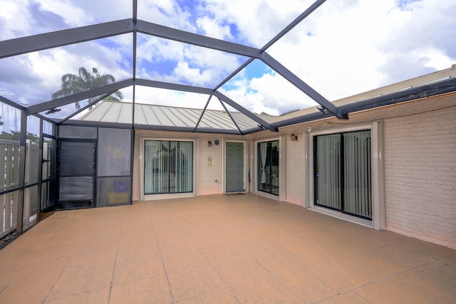 exterior space featuring vaulted ceiling