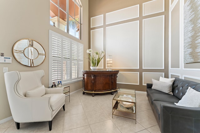 interior space with light tile patterned floors