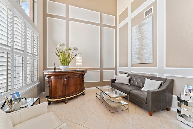 view of tiled living room