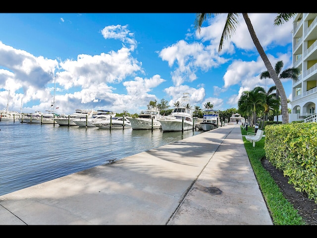 dock area featuring a water view