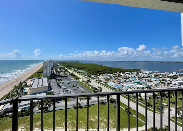 view of water feature featuring a view of the beach