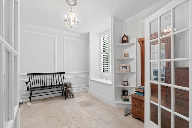 walk in closet featuring a notable chandelier