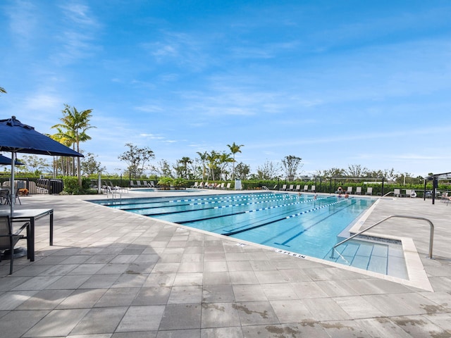 view of pool featuring a patio area