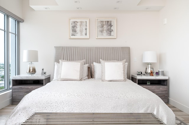 bedroom featuring light hardwood / wood-style floors