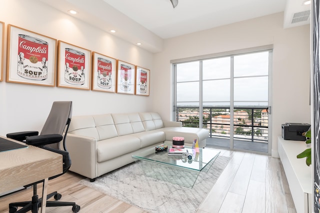 living room featuring light hardwood / wood-style flooring