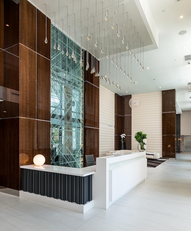 reception featuring an inviting chandelier