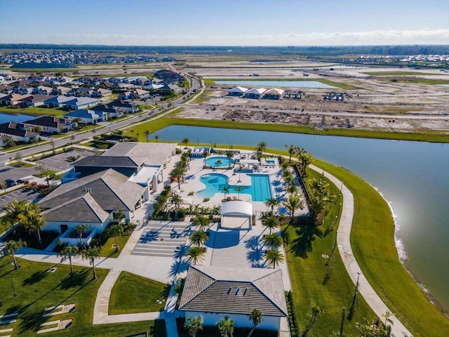 bird's eye view featuring a water view