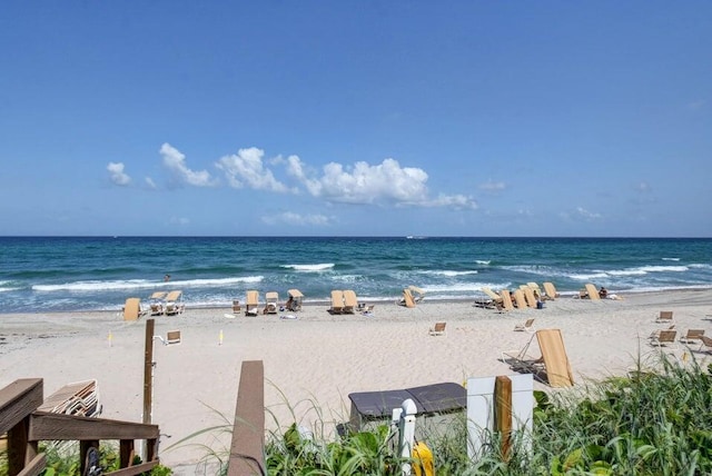 view of water feature with a view of the beach