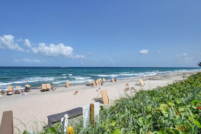 property view of water with a beach view