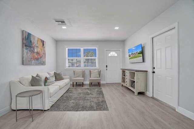 living room with light wood-type flooring