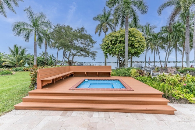 view of pool featuring a wooden deck