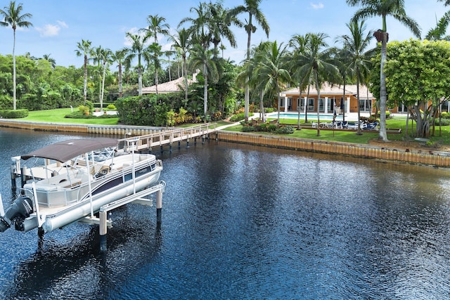 dock area with a water view