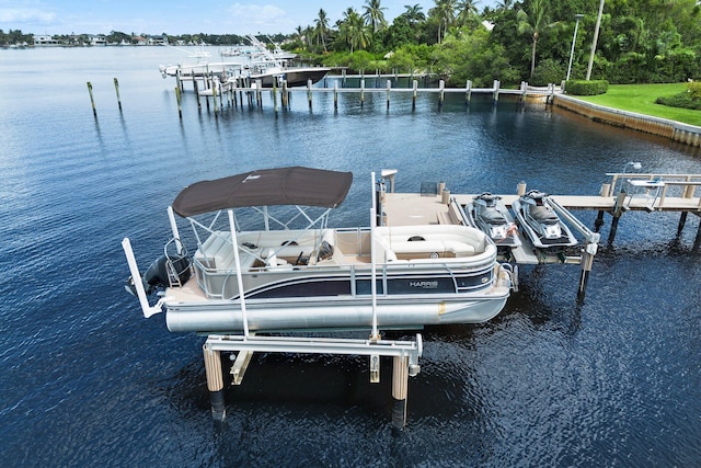 view of dock featuring a water view