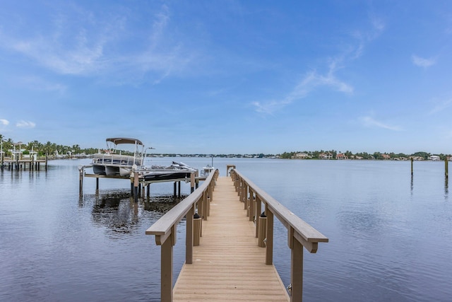 dock area featuring a water view