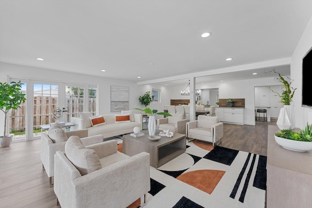 living room featuring light hardwood / wood-style floors