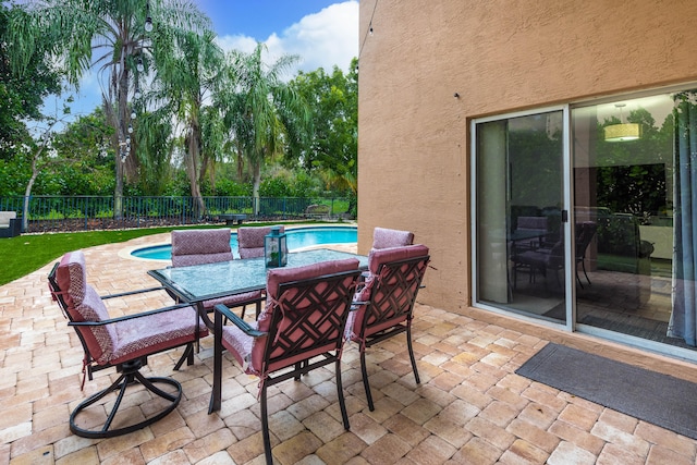 view of patio with a fenced in pool