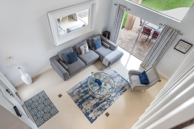 view of tiled living room