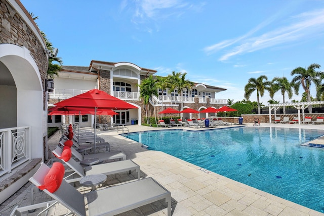 view of pool with a patio