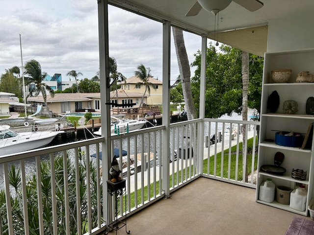 balcony with ceiling fan