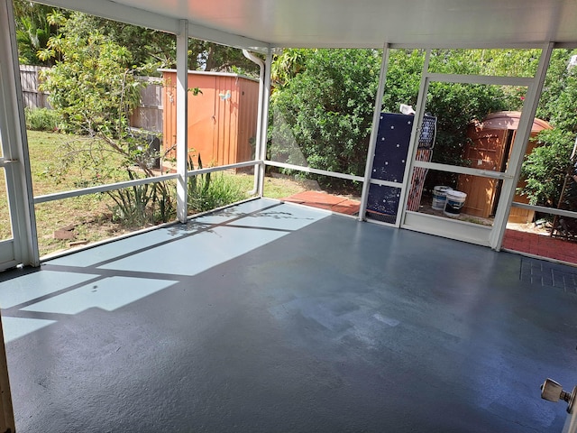 view of unfurnished sunroom