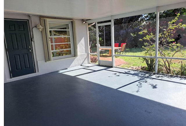 view of unfurnished sunroom