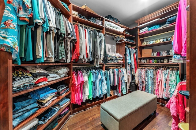 spacious closet with wood finished floors