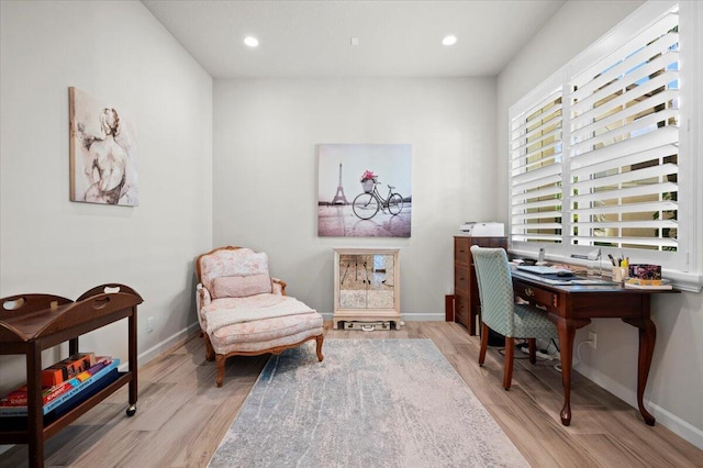 office area featuring light wood-type flooring