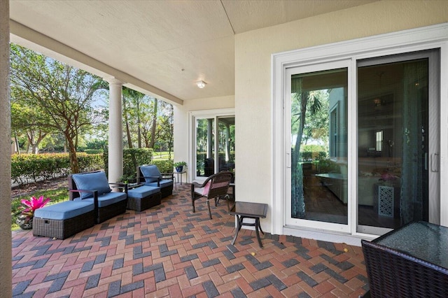 view of patio with an outdoor living space