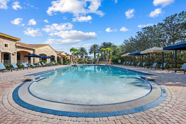 view of pool with a patio