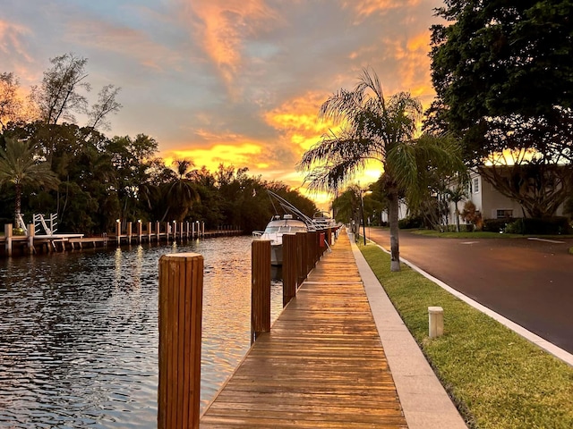 dock area featuring a water view