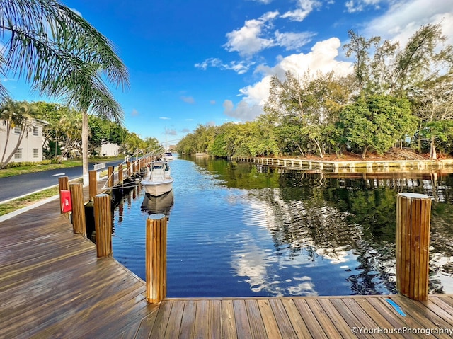 dock area featuring a water view