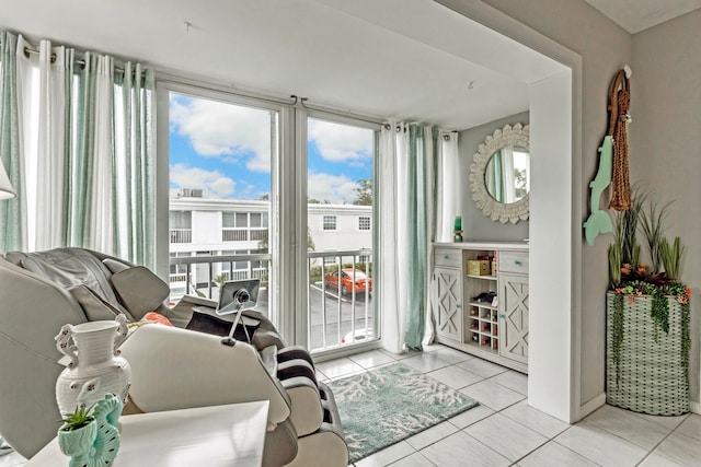 interior space featuring plenty of natural light and light tile patterned floors