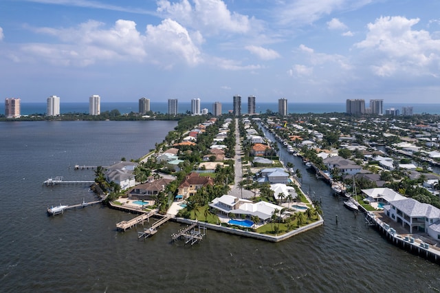 bird's eye view featuring a water view