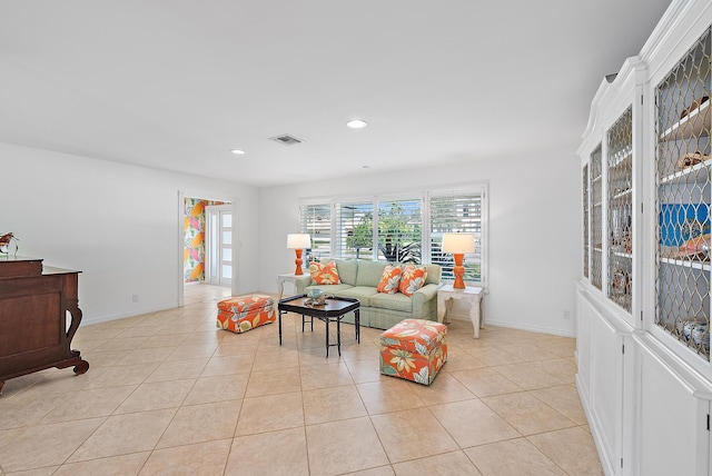 view of tiled living room