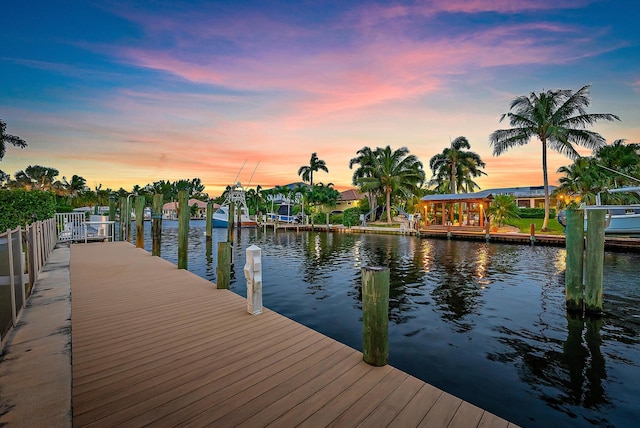 view of dock featuring a water view