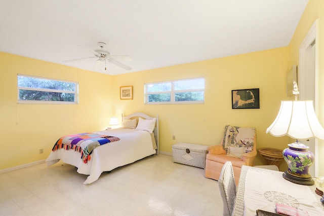 bedroom featuring ceiling fan