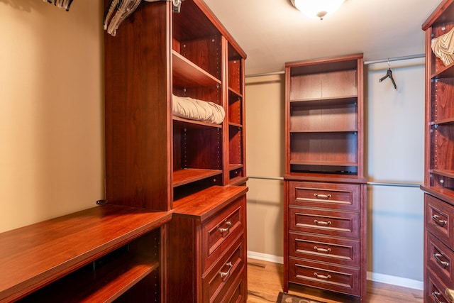 walk in closet featuring light hardwood / wood-style floors