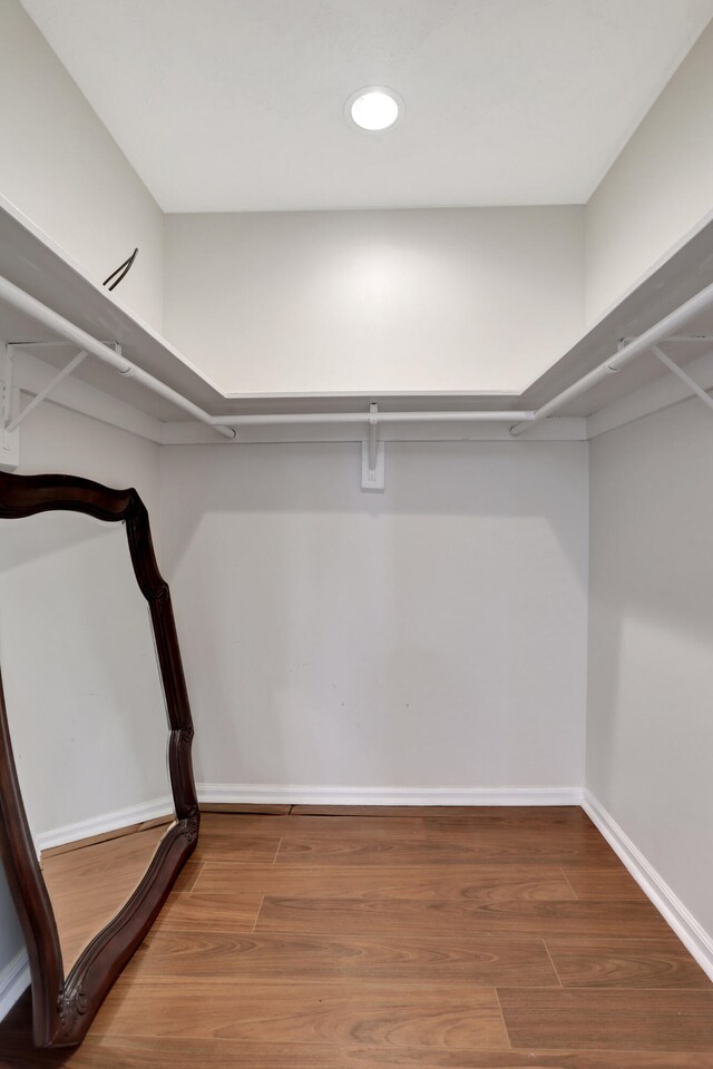 walk in closet featuring hardwood / wood-style flooring