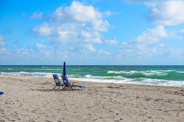 property view of water with a beach view