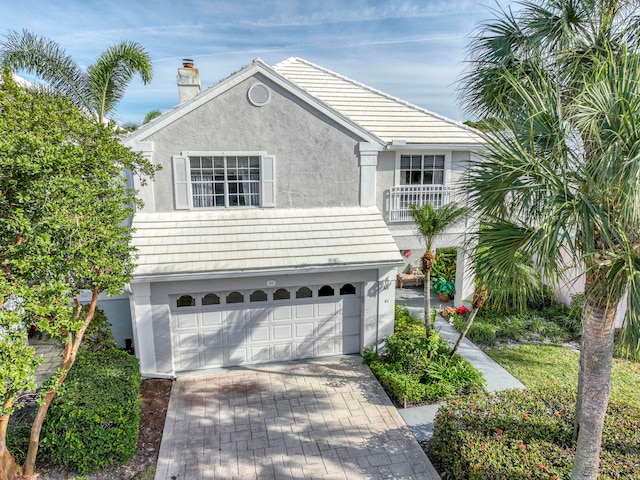 view of front of home with a garage