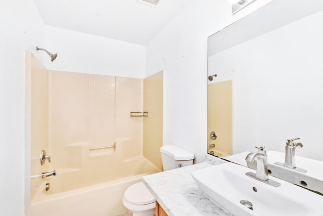 full bathroom featuring vanity, toilet, and shower / bath combination