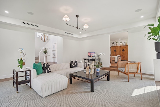 living room featuring light wood-type flooring