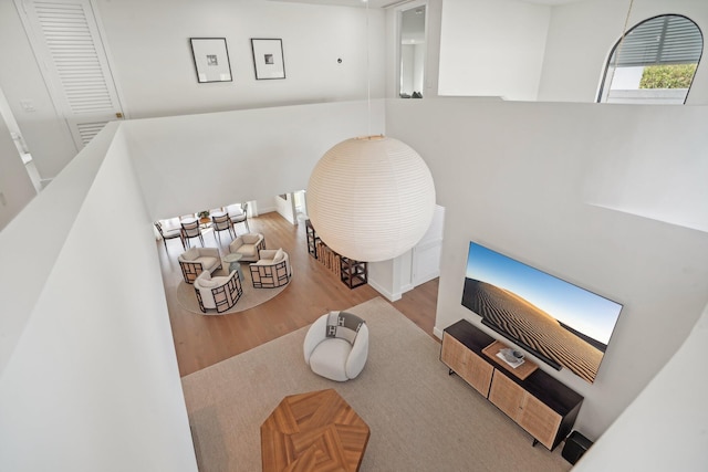 living room with hardwood / wood-style flooring