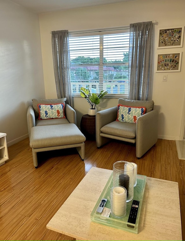 sitting room featuring hardwood / wood-style floors