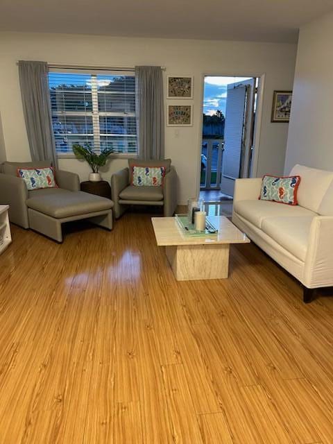 living room featuring light wood-type flooring