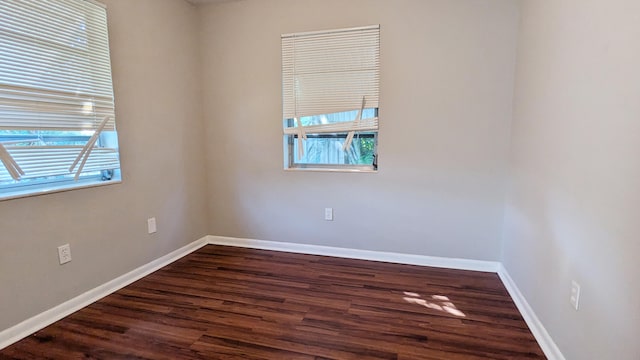 empty room featuring dark hardwood / wood-style flooring and plenty of natural light