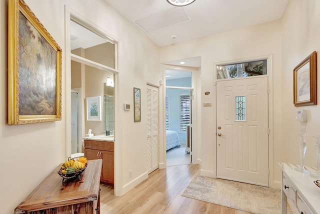 foyer featuring light hardwood / wood-style flooring