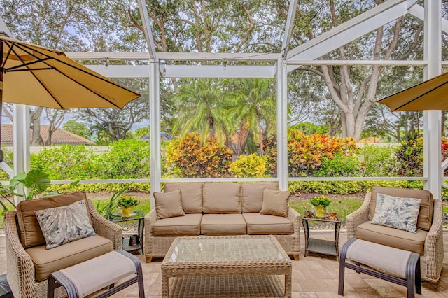 sunroom with plenty of natural light